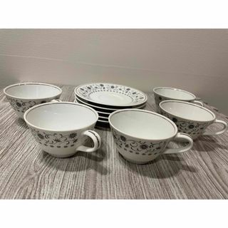 ノリタケ(Noritake)の【5客】ノリタケ カップ&ソーサー 昭和レトロ ビンテージ アンティーク(グラス/カップ)