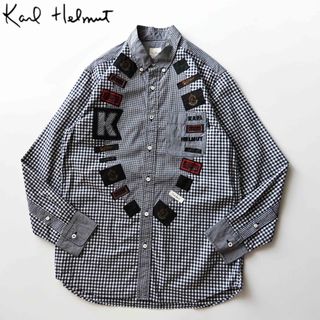 カールヘルム(Karl Helmut)の美品 21年 カールヘルム KHロゴネームいっぱいギンガムパッチワークシャツ M(シャツ)