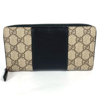 グッチ(Gucci)のグッチ GUCCI ロングウォレット 451249 GGスプリーム ラウンドファスナー 長財布 PVC/レザー ベージュ(財布)