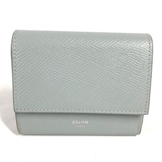 セリーヌ(celine)のセリーヌ CELINE スモール トリフォールドウォレット  コンパクトウォレット 3つ折り財布 レザー ミネラル ライトブルー系 美品(財布)