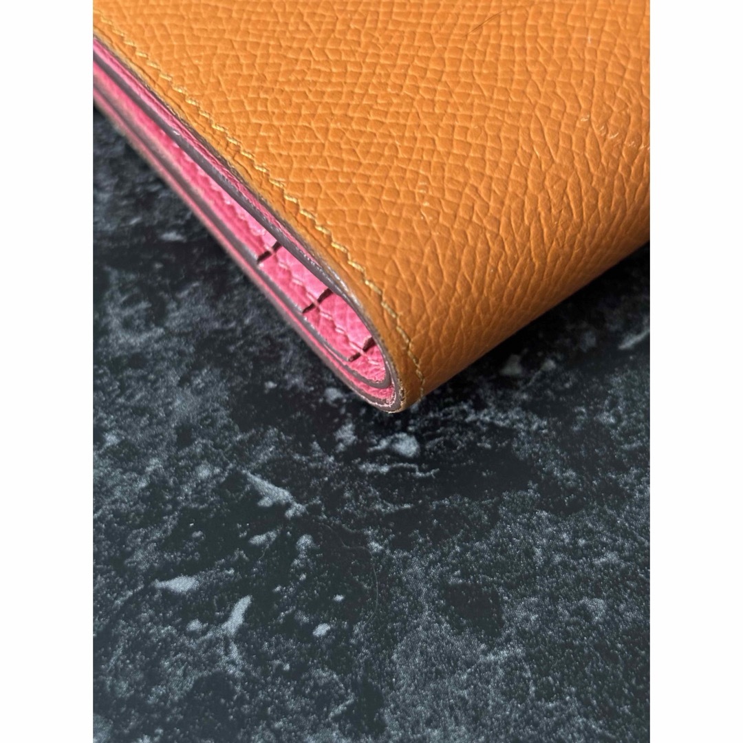 Hermes(エルメス)のHERMES べアン コンパクト ウォレット オレンジ ピンク レディースのファッション小物(財布)の商品写真