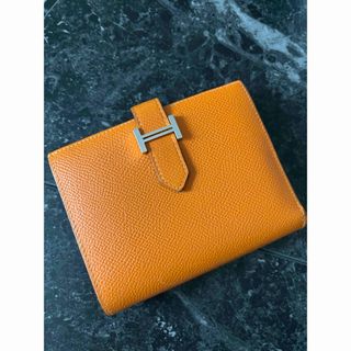 HERMES べアン コンパクト ウォレット オレンジ ピンク