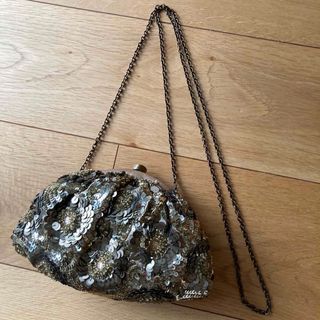 サンティSANTI スパンコールビーズ クラッチ チェーンBag パーティバッグ