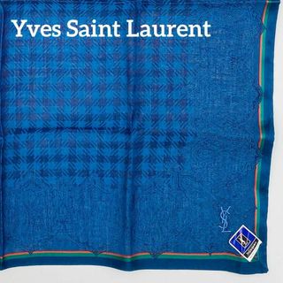 イヴサンローラン(Yves Saint Laurent)の未使用品 ★イヴサンローラン★ ハンカチ メンズ チェック ペイズリー ネイビー(ハンカチ/ポケットチーフ)