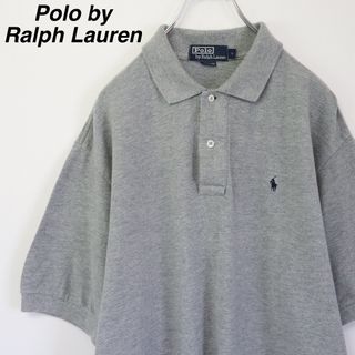 ポロラルフローレン(POLO RALPH LAUREN)の【USA製】ポロバイラルフローレン／ポロシャツ　刺繍ロゴ　鹿の子　Lサイズ　無地(ポロシャツ)