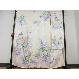 平和屋-こころ店■豪華振袖　駒刺繍　扇面重ね花文　銀彩　正絹　逸品　AAAC4918Bwt(振袖)