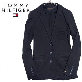 TOMMY HILFIGER - 【美品】トミーヒルフィガー エンブレム付き ブレザー ジャケット ジャージー素材