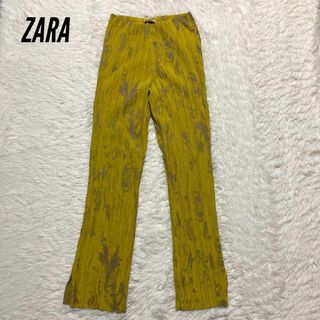 ザラ(ZARA)のザラ ZARA★スラックスパンツ★ヒョウ柄風★ウエストゴム★イエロー(カジュアルパンツ)