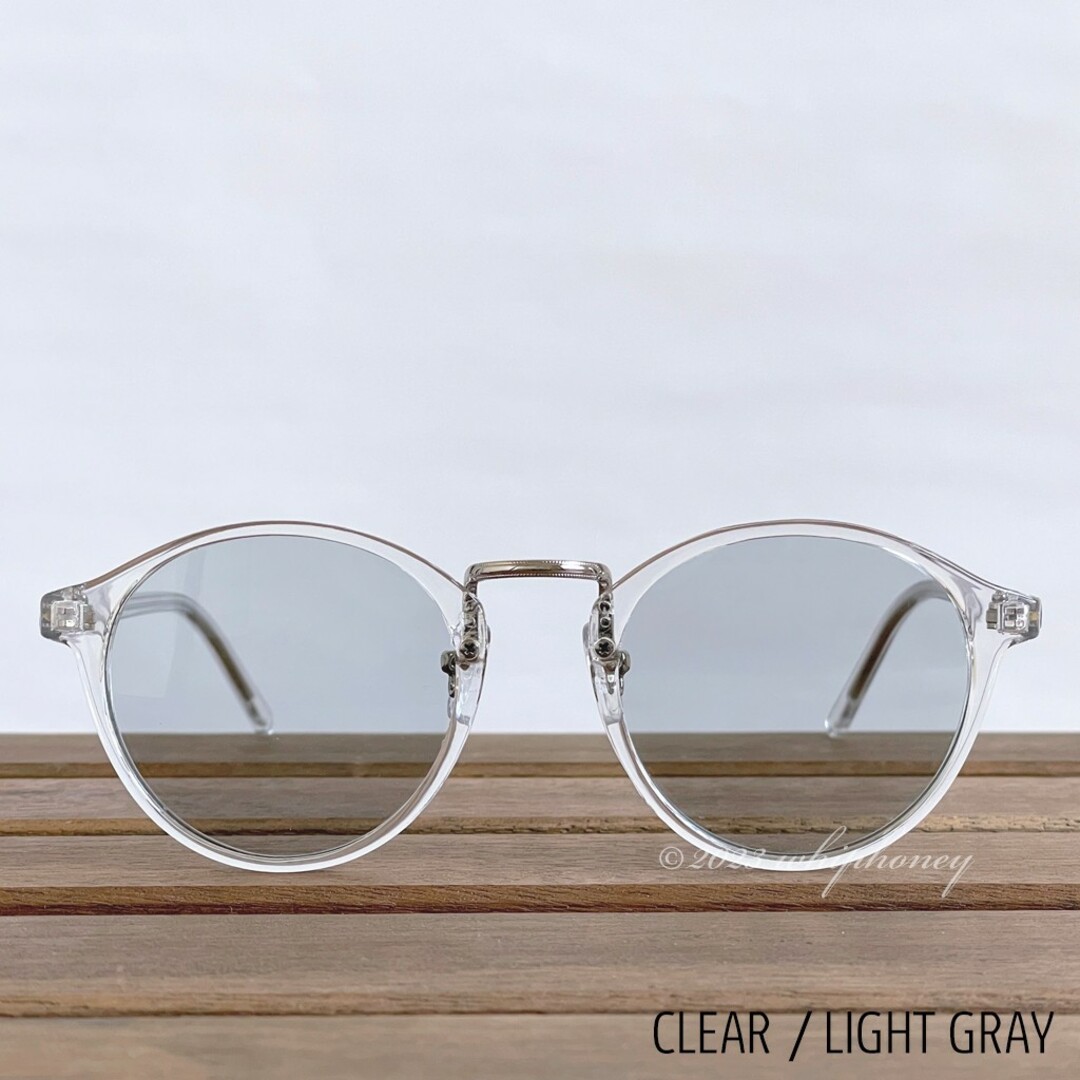 ラウンドボストン クリアフレーム ライトグレーレンズ サングラス メンズのファッション小物(サングラス/メガネ)の商品写真
