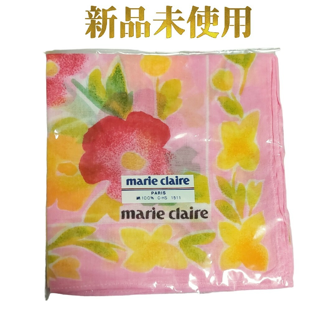 Marie Claire(マリクレール)の未使用　マリクレール　ハンカチ　花柄 ピンク パリ　春　marieclaire レディースのファッション小物(ハンカチ)の商品写真