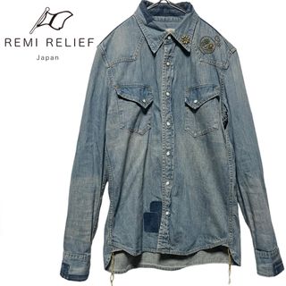 レミレリーフ(REMI RELIEF)の【美品】REMI RELIEF レミレリーフ デニムシャツ スカル スタッズ M(シャツ)