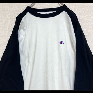 チャンピオン(Champion)のchampion チャンピオン ロンT ラグラン ブラック×ホワイト ロゴ刺繍(Tシャツ/カットソー(七分/長袖))