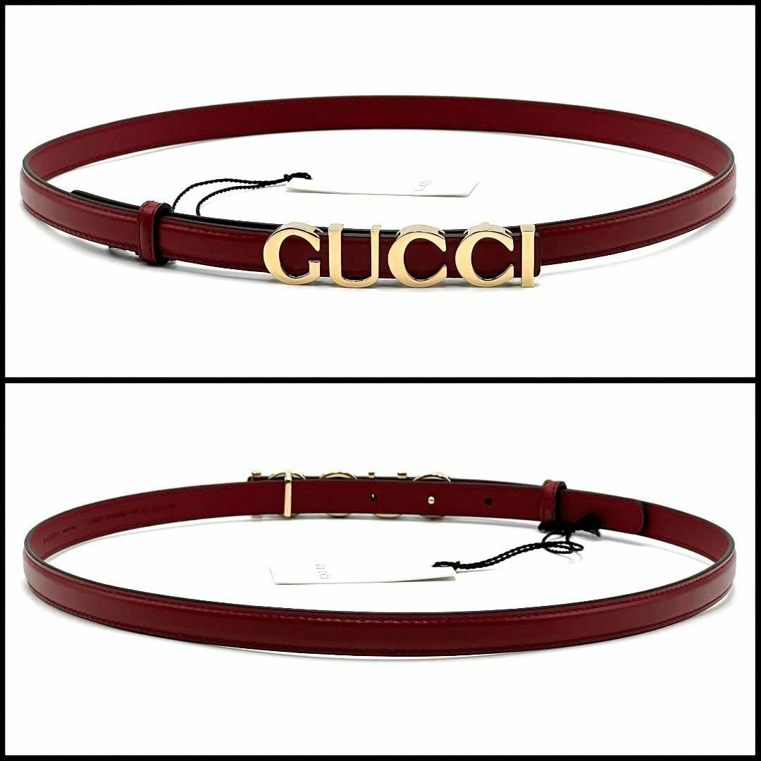 Gucci(グッチ)の【未使用タグ付き・80cm】グッチ　レディース　スリム　ベルト　レザー 赤 レディースのファッション小物(ベルト)の商品写真