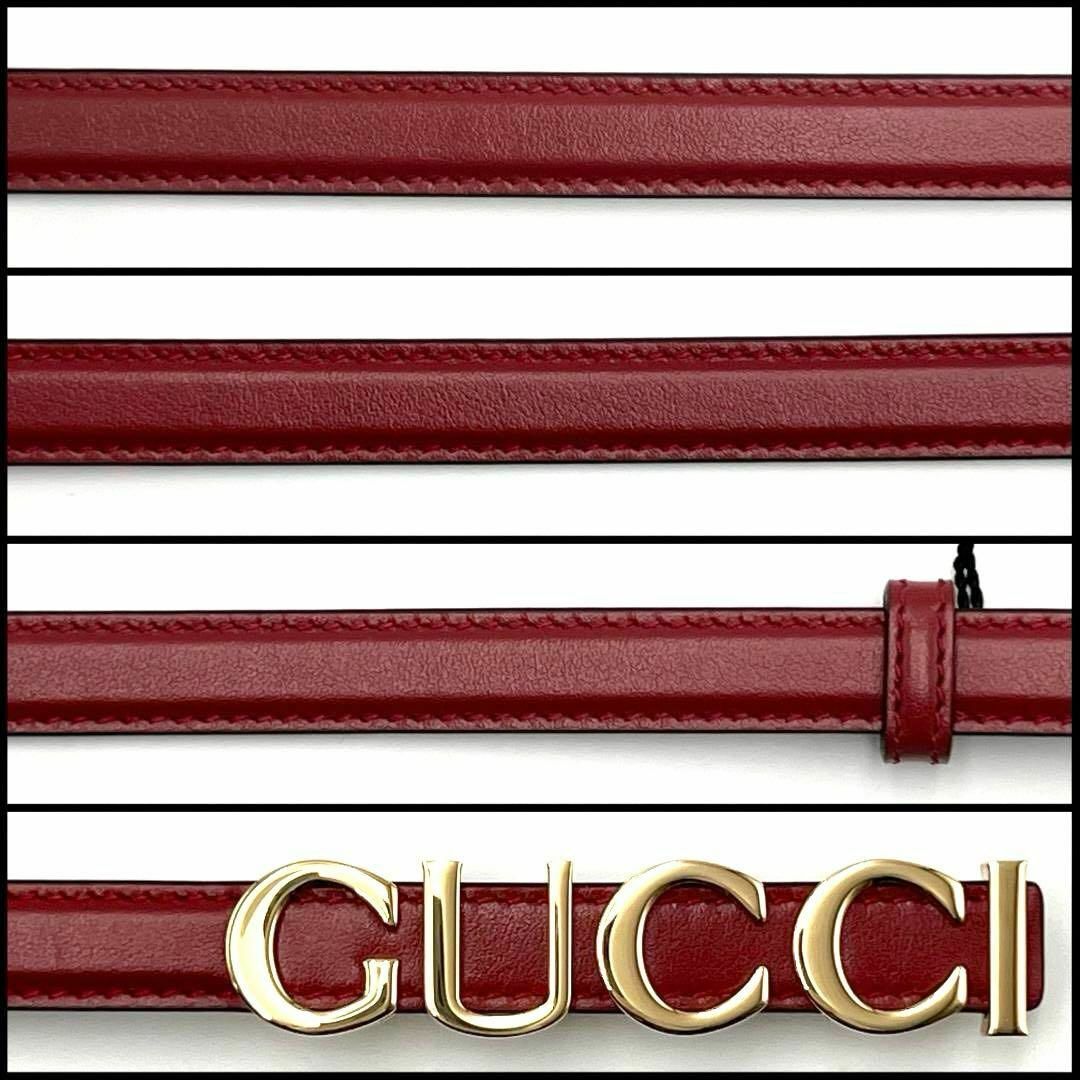 Gucci(グッチ)の【未使用タグ付き・80cm】グッチ　レディース　スリム　ベルト　レザー 赤 レディースのファッション小物(ベルト)の商品写真