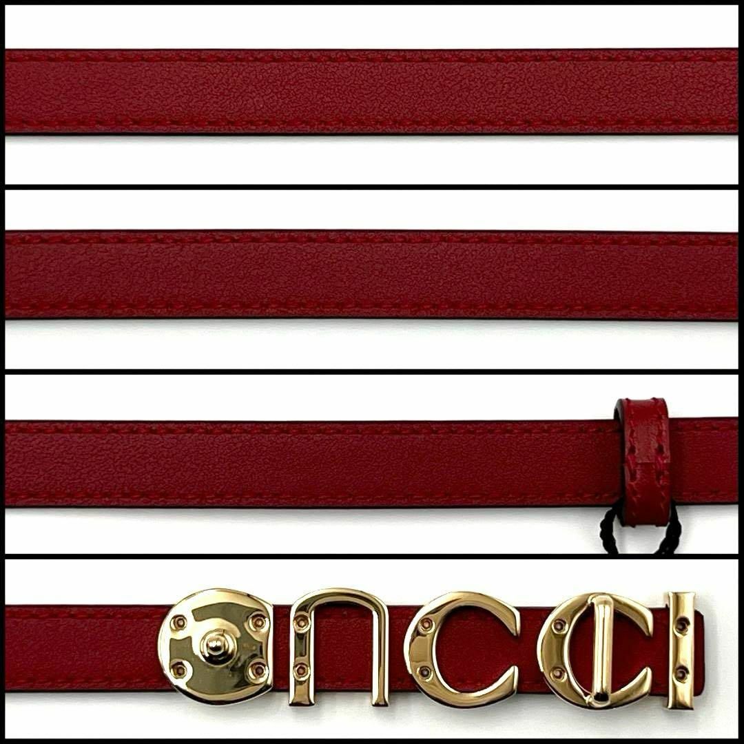 Gucci(グッチ)の【未使用タグ付き・80cm】グッチ　レディース　スリム　ベルト　レザー 赤 レディースのファッション小物(ベルト)の商品写真