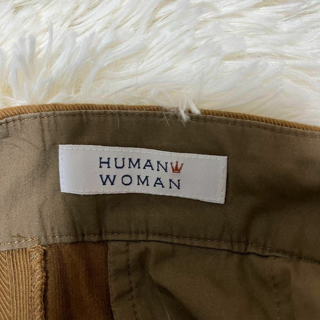 HUMAN WOMAN(ヒューマンウーマン)の【大人気◎】HUMAN WOMAN フレアワイドパンツ M ブラウン  綿97% レディースのパンツ(バギーパンツ)の商品写真