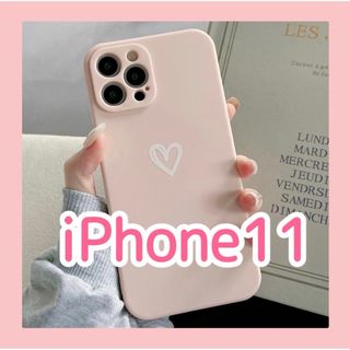 iPhone11 iPhoneケース ピンク ハート 手書き シンプル 新品