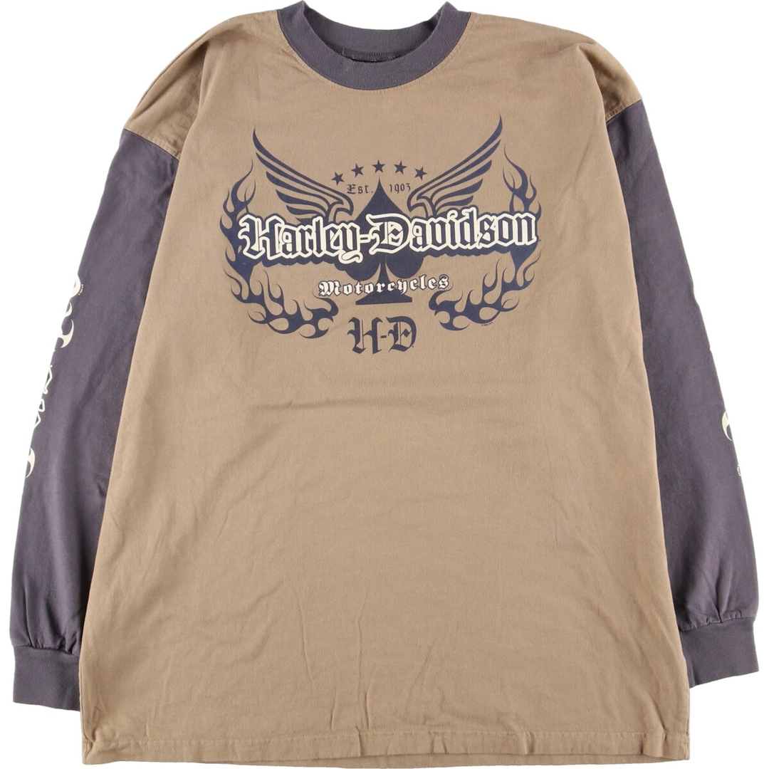 Harley Davidson(ハーレーダビッドソン)の古着 90年代 ハーレーダビッドソン Harley-Davidson ロングTシャツ ロンT USA製 メンズXXL /eaa438384 メンズのトップス(Tシャツ/カットソー(半袖/袖なし))の商品写真