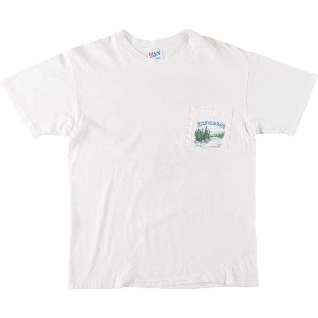 Hanes(ヘインズ)の古着 90年代 ヘインズ Hanes バックプリント 魚柄 アニマルTシャツ USA製 メンズM ヴィンテージ /eaa444200 メンズのトップス(Tシャツ/カットソー(半袖/袖なし))の商品写真