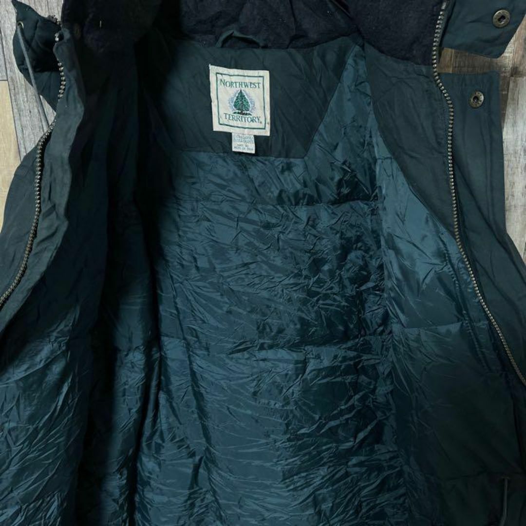 ブルゾン ロング メンズ 無地 L グリーン 古着 90s 長袖 ジャケット メンズのジャケット/アウター(ブルゾン)の商品写真