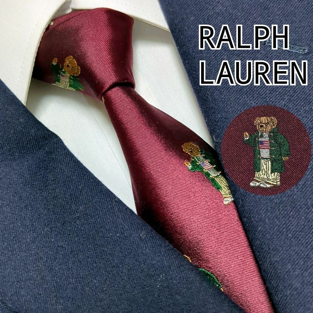 Ralph Lauren(ラルフローレン)のラルフローレン ネクタイ ポロベア ハンドメイド 古着コーデ 高級シルク 光沢感 メンズのファッション小物(ネクタイ)の商品写真