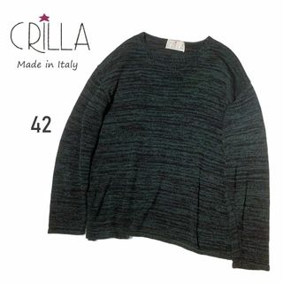 【42XL】CRILLA　長袖オーバーサイズニット★グリーン　杢　深緑　イタリア(ニット/セーター)