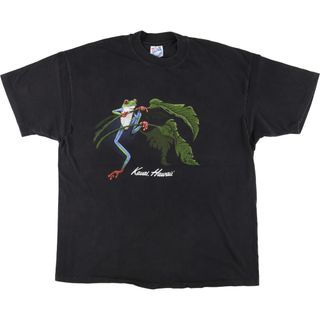 ヘインズ(Hanes)の古着 90年代 ヘインズ Hanes BEEFY-T カエル柄 アニマルTシャツ USA製 メンズXL ヴィンテージ /eaa438365(Tシャツ/カットソー(半袖/袖なし))