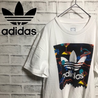 オリジナルス(Originals（adidas）)のadidas⭐️リゾート柄 Tシャツ M ビッグトレファイル ホワイト×ブラック(Tシャツ/カットソー(半袖/袖なし))
