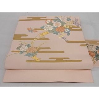 平和屋-こころ店■九寸名古屋帯　唐織　花蝶文　金糸　正絹　逸品　AAAC5662Bfw(帯)