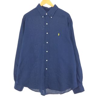 ラルフローレン(Ralph Lauren)の古着 ラルフローレン Ralph Lauren CLASSIC FIT クラシックフィット 長袖 リネン ボタンダウンシャツ メンズXL /eaa444326(シャツ)