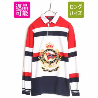 ラルフローレン(Ralph Lauren)のポロ ラルフローレン ボーダー 長袖 ラガー シャツ メンズ M / ラグビーシャツ 長袖シャツ ビッグ フラッグ クレスト 刺繍 ヘビーウェイト(シャツ)