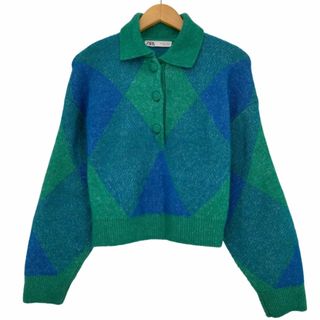 ザラ(ZARA)のZARA(ザラ) アーガイル柄 クロップドニットポロシャツ メンズ トップス(ニット/セーター)