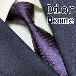 ディオールオム(DIOR HOMME)のディオールオム ネクタイ CDロゴ ハイブランド 高級シルク 手編み 光沢感 紺(ネクタイ)