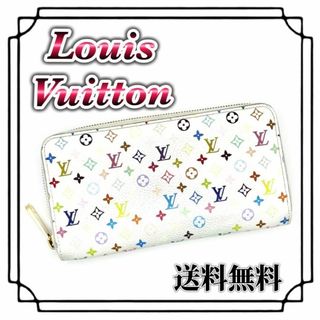 ルイヴィトン(LOUIS VUITTON)のルイヴィトン モノグラム マルチカラー ラウンドファスナー 長財布 白 ピンク(財布)