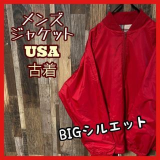 ブルゾン ナイロン メンズ レッド XL USA古着 90s 長袖 ジャケット(ブルゾン)