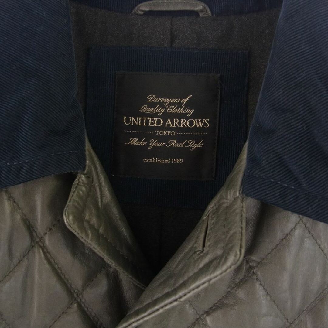 UNITED ARROWS(ユナイテッドアローズ)のUNITED ARROWS ユナイテッドアローズ レザージャケット 1125-199-4157 襟コーデュロイ切替 ラムレザー キルティング ジャケット チャコール系 S【中古】 メンズのジャケット/アウター(その他)の商品写真