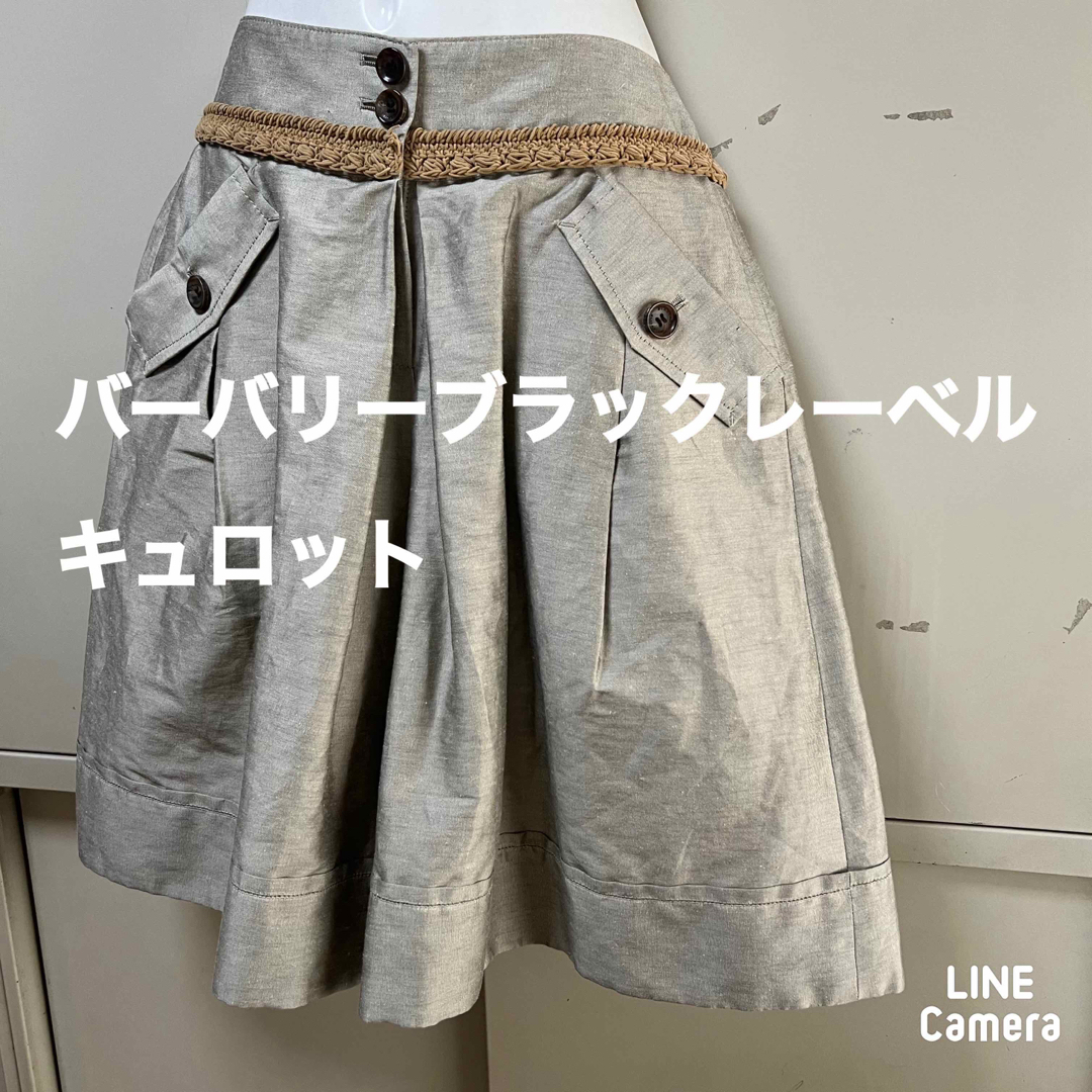 BURBERRY BLACK LABEL(バーバリーブラックレーベル)のバーバリーブラックレーベル　麻ストレッチキュロット　グレー レディースのパンツ(キュロット)の商品写真