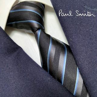 ポールスミス(Paul Smith)のポールスミス ネクタイ レジメンタル ストライプ ハイブランド 高級シルク 黒(ネクタイ)