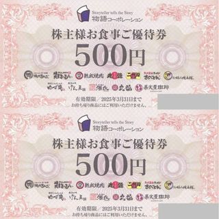 最新 ☆ 物語コーポレーション 株主優待券 1000円分(レストラン/食事券)