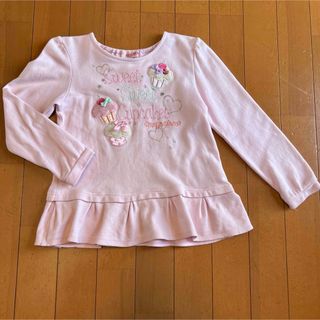 メゾピアノ(mezzo piano)のメゾビアノ  ロンT 薄手 トレーナー  ピンク 120(Tシャツ/カットソー)