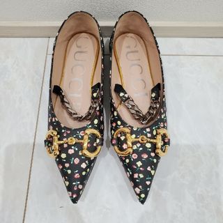 グッチ(Gucci)のGUCCI花柄ローヒール34(バレエシューズ)