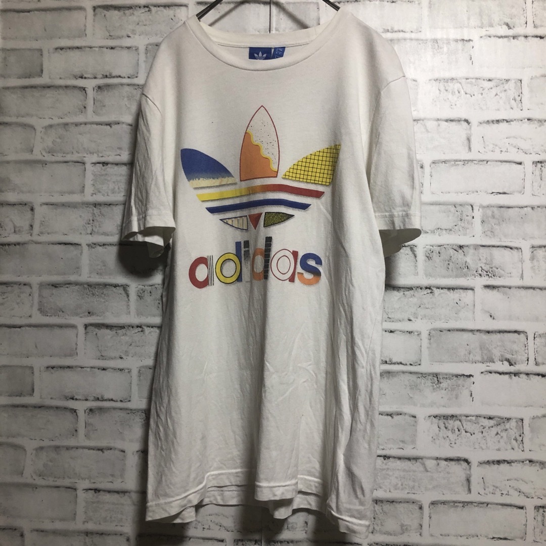 Originals（adidas）(オリジナルス)のadidas⭐️マルチカラービッグトレファイルロゴ Tシャツ M ホワイト メンズのトップス(Tシャツ/カットソー(半袖/袖なし))の商品写真