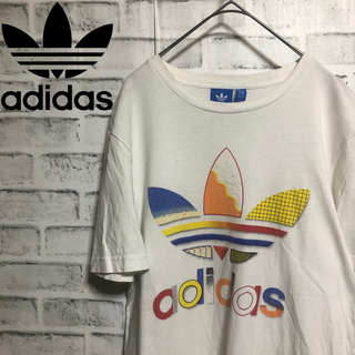 オリジナルス(Originals（adidas）)のadidas⭐️マルチカラービッグトレファイルロゴ Tシャツ M ホワイト(Tシャツ/カットソー(半袖/袖なし))