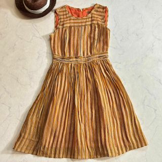 トリーバーチ(Tory Burch)の美品♪トリーバーチ ノースリーブワンピース リネン シルク 金ファスナー gr5(ひざ丈ワンピース)