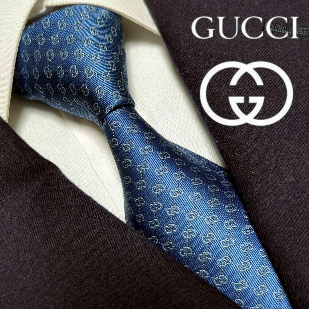 Gucci(グッチ)のグッチ ネクタイ ジャガード GGチェーン ハイブランド 高級シルク 光沢感 メンズのファッション小物(ネクタイ)の商品写真