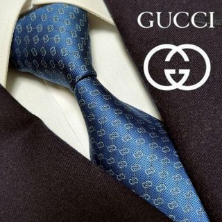 グッチ(Gucci)のグッチ ネクタイ ジャガード GGチェーン ハイブランド 高級シルク 光沢感(ネクタイ)