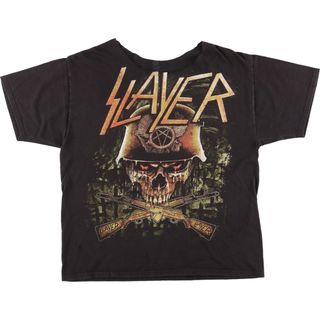 ヘインズ(Hanes)の古着 ヘインズ Hanes SLAYER スレイヤー カットオフ バンドTシャツ バンT メンズL /eaa432792(Tシャツ/カットソー(半袖/袖なし))