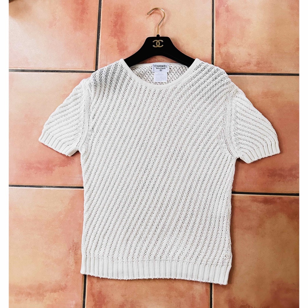 シャネル CHANEL オープンニットTシャツ セーター 半袖 白 ホワイト | フリマアプリ ラクマ シャネル CHANEL オープンニットTシャツ セーター 半袖 白 ホワイト | フリマアプリ ラクマ