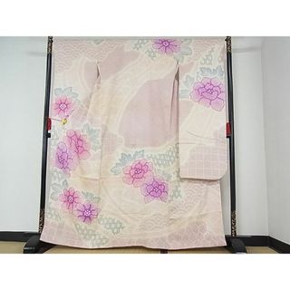 平和屋-こころ店■豪華振袖　総絞り　草花文　三越扱い　正絹　逸品　AAAD7044Acs