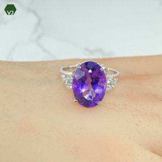 【26-09】アメジスト　ダイヤモンド　リング　4.873ct D0.12ct　(リング(指輪))